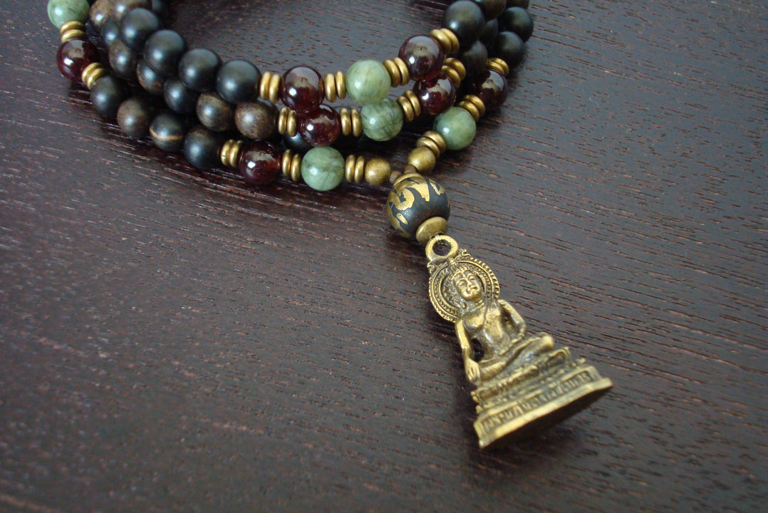 Men's Garnet & Jade Love & Prosperity Mala