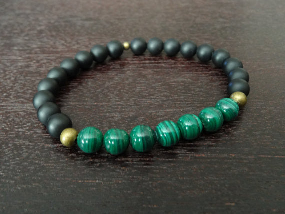 Men's Malachite Protection & Transformation Mala Bracelet