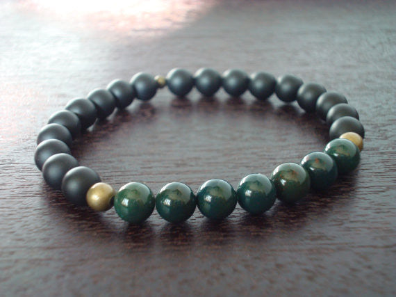 Men's Bloodstone Centering & Balancing Mala Bracelet