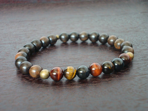 Men's Mixed Tiger's Eye Power Chakra Bracelet