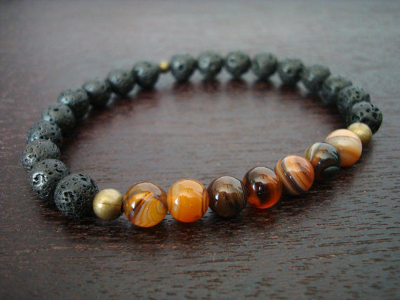 POSITIVE ENERGY Healing Crystal Men Reiki Olive Wood Gemstone Bracelet –  Spiritual Diva Jewelry