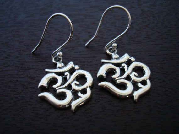 Sterling Silver Om Earrings