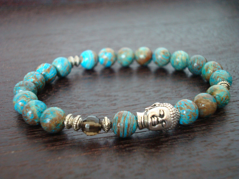 Women's Jasper Balance & Power Buddha Mala Bracelet