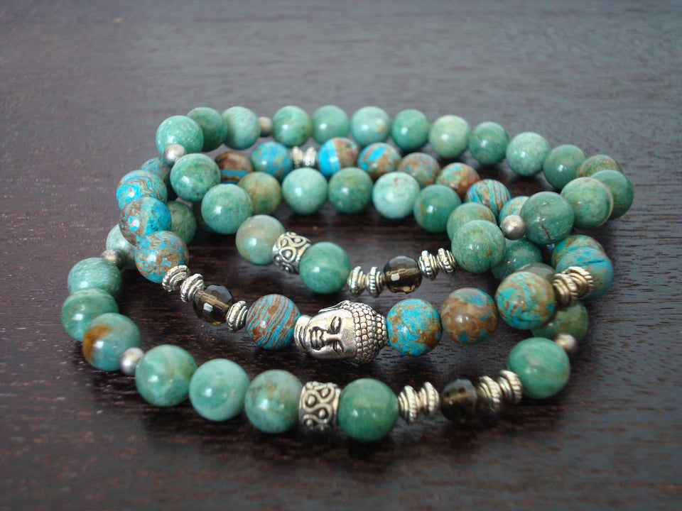 Women's Balance & Wisdom Buddha Mala Bracelet Set