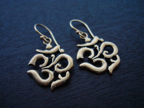 Women's Bronze Om Earrings